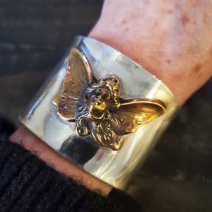 Amazing Custom Made OOAK Art Nouveau Style Sterling Cuff Bracelet